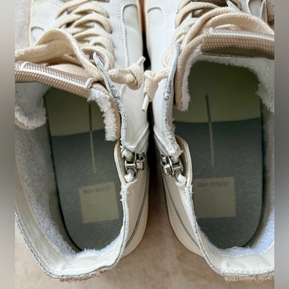 Dolce Vita Zohara High-Top Sneakers White Ivory Metallic Leather Suede 8.5 EUC - Picture 6 of 12
